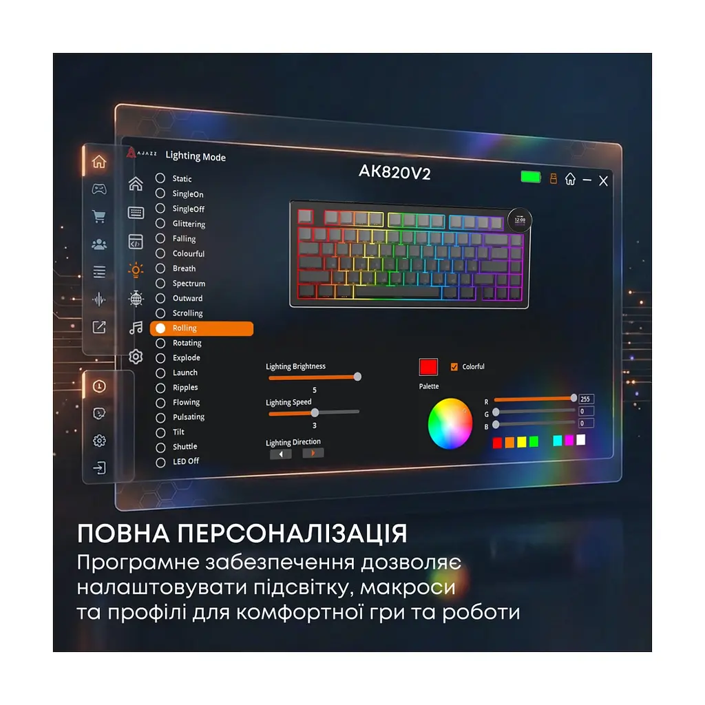 Клавіатура Ajazz AK820 V2 White Peach Switch Wireless/Bluetooth/USB UA White (AK820-V2-WP-S-W) - фото 2