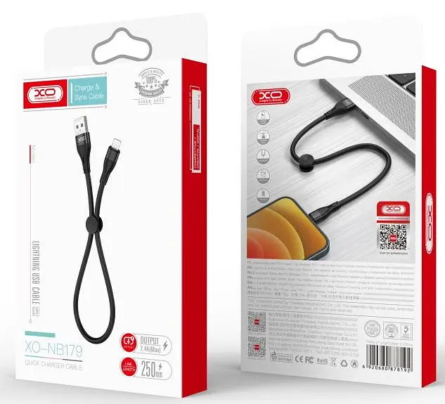 USB Кабель XO NB179 MicroUSB 2.4A 0.25m Чорний - фото 2