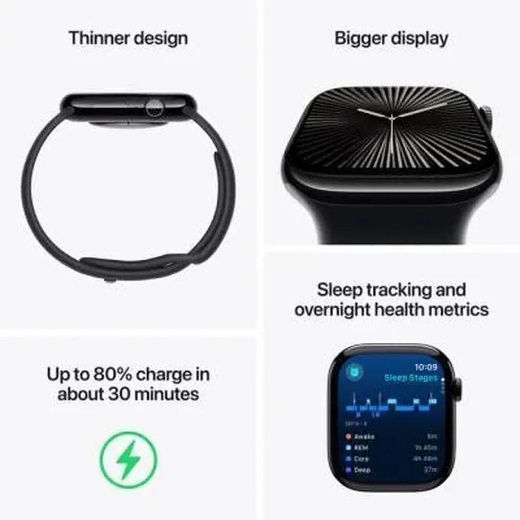 Смарт-годинник Apple Watch Series 10 GPS 46мм Jet Black Aluminum Case w. Ink Sport Loop (MWWR3) - фото 3