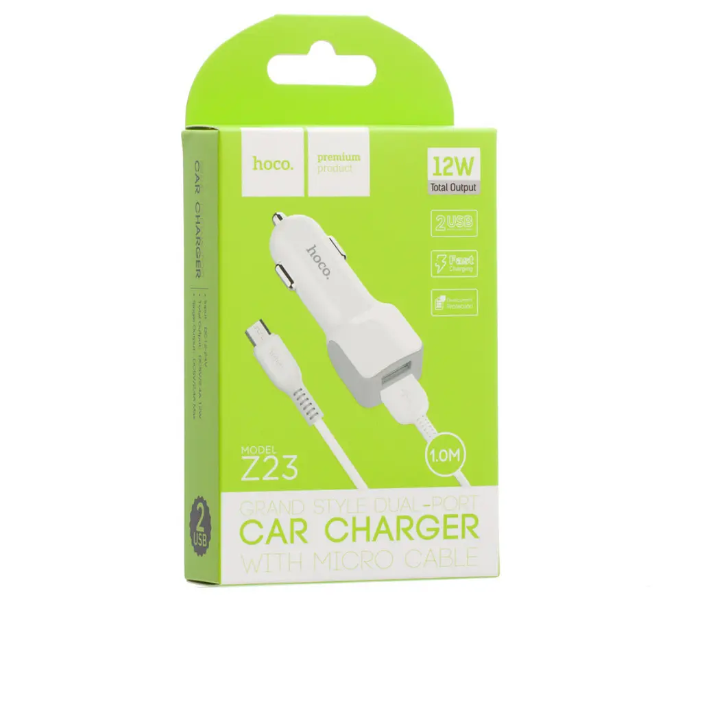 АЗП Micro USB 5V/2.4A 2USB Z23 white Hoco - фото 4