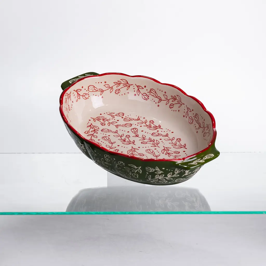 Форма для запекания Vintage 30×18×5 (см) овальная форма для выпекания в духовке с ручками Зеленый Yiwu HM05-02 - фото 3