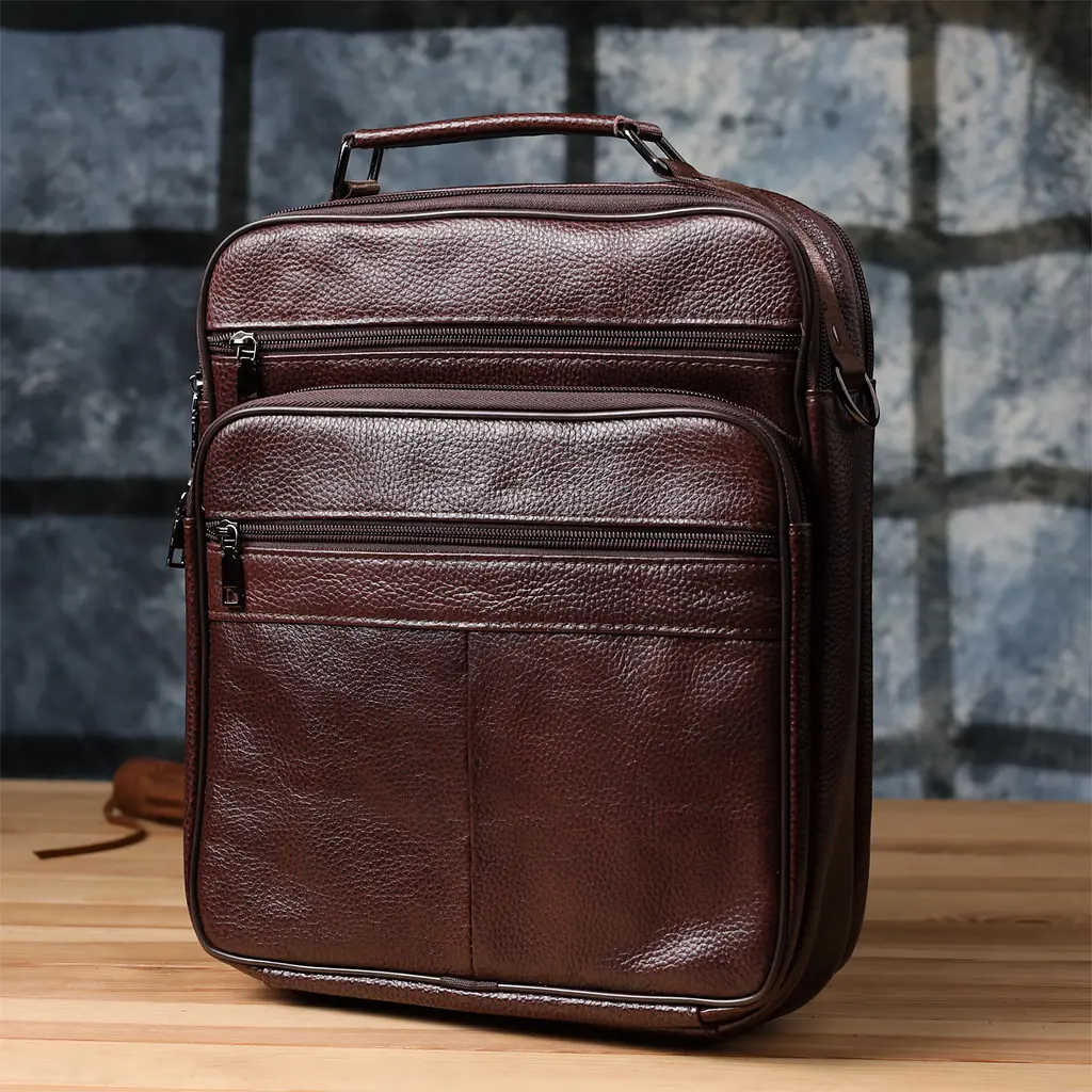 Сумка мужская с ручкой для переноса в руке из натуральной кожи Vintage 27х35х9,5 см sum0027496 - фото 19