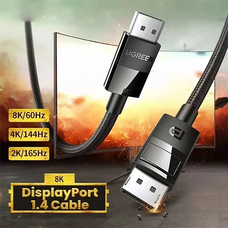 Кабель DisplayPort M - M V1.4 8K 3м Plastic Case Braided Cable DP114 Чорний UGREEN - фото 3
