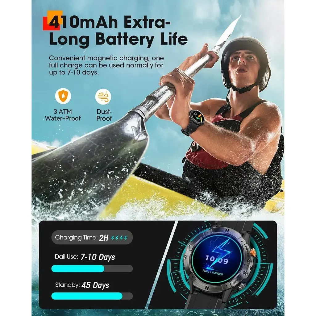 Розумний годинник для чоловіків Bluetooth Call Military Smart Watch Водонепроникний фітнес-трекер із серцевим ритмом - фото 4