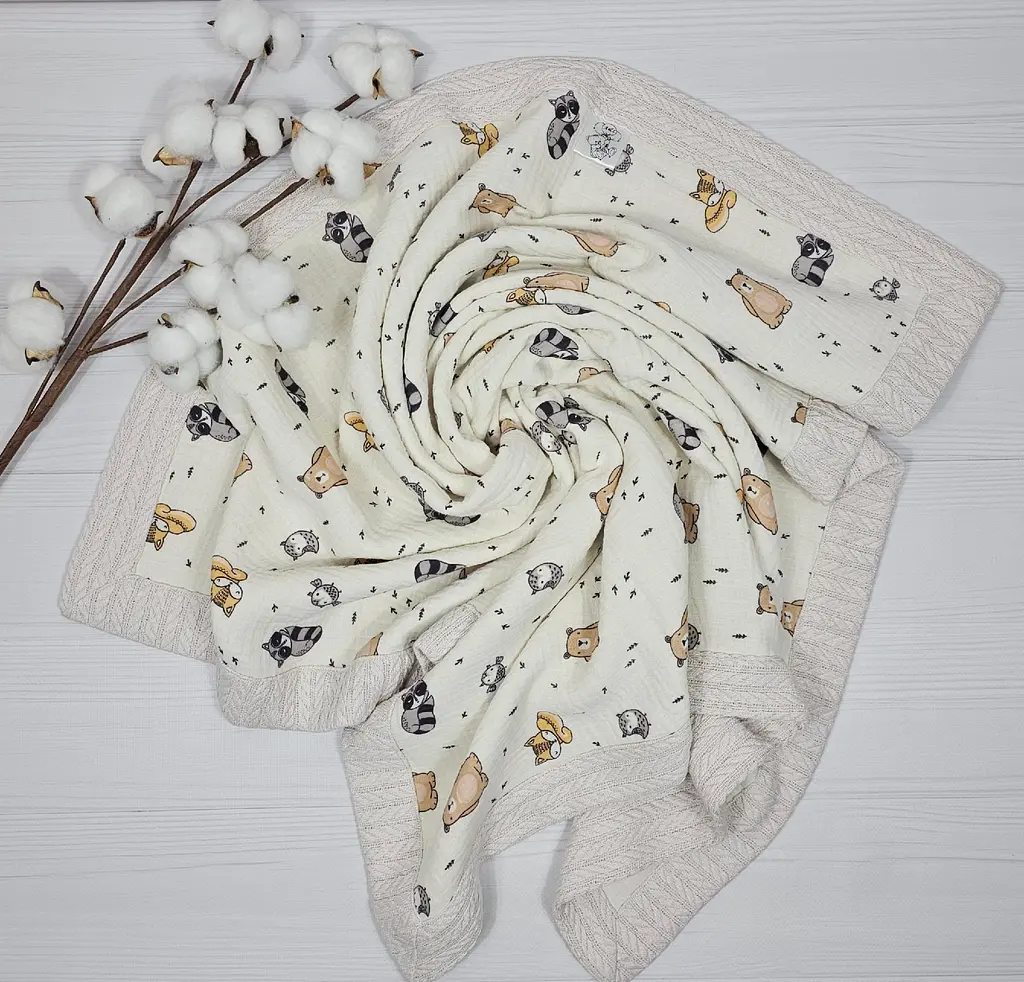 Плед дитячий мусліновий 90х90 a.l.babybox Лісова мелодія