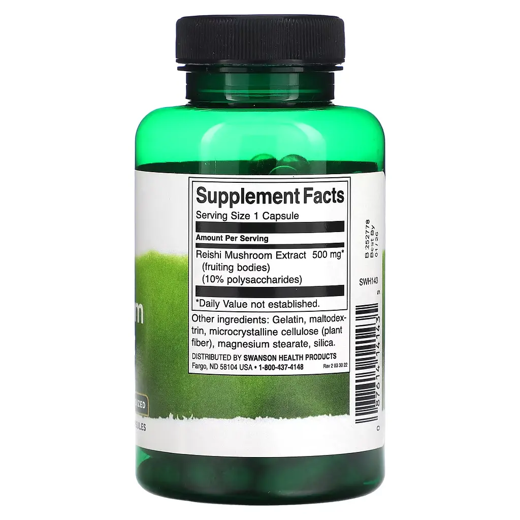 Екстракт Гриба Рейші Reishi Mushroom Extract Standardized 500 мг - 90 капсул - фото 2