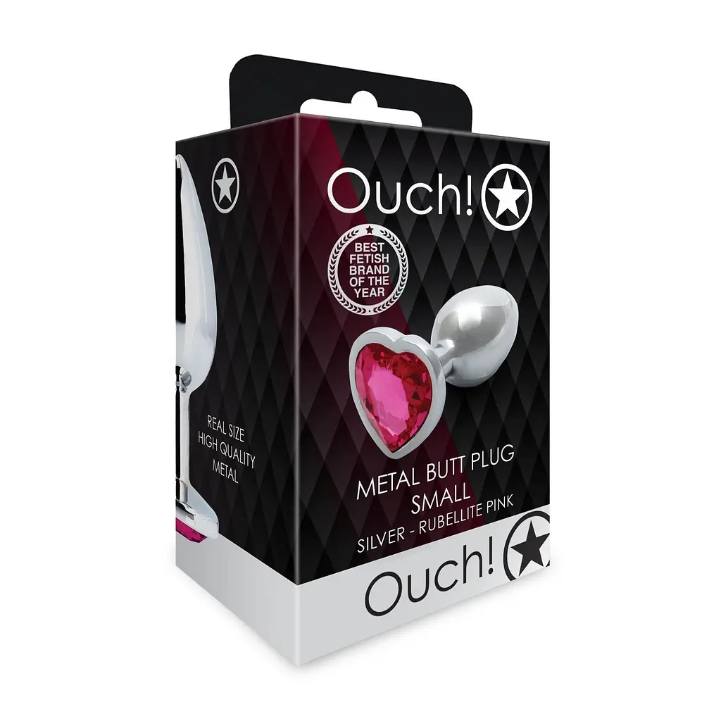 Анальна пробка Ouch! Heart Gem Butt Plug Small, 6.9 см (сріблястий) - фото 8