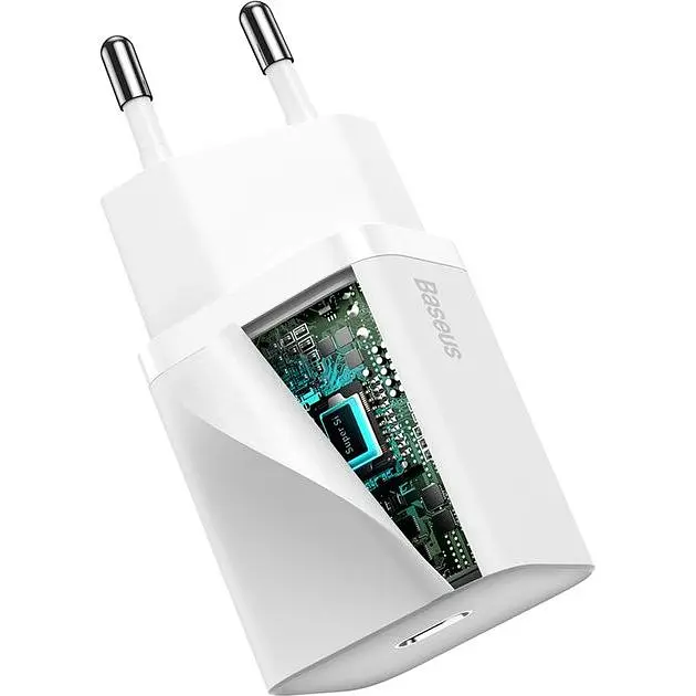 Зарядний пристрій Baseus Super Silicone PD Charger 20W White (CCSUP-B02) - фото 3