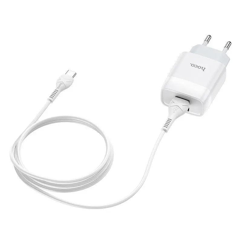 Мережевний зарядний пристрій Hoco C73A Glorious 2.4A 2USB-A + кабель USB to Type-C Білий - фото 4