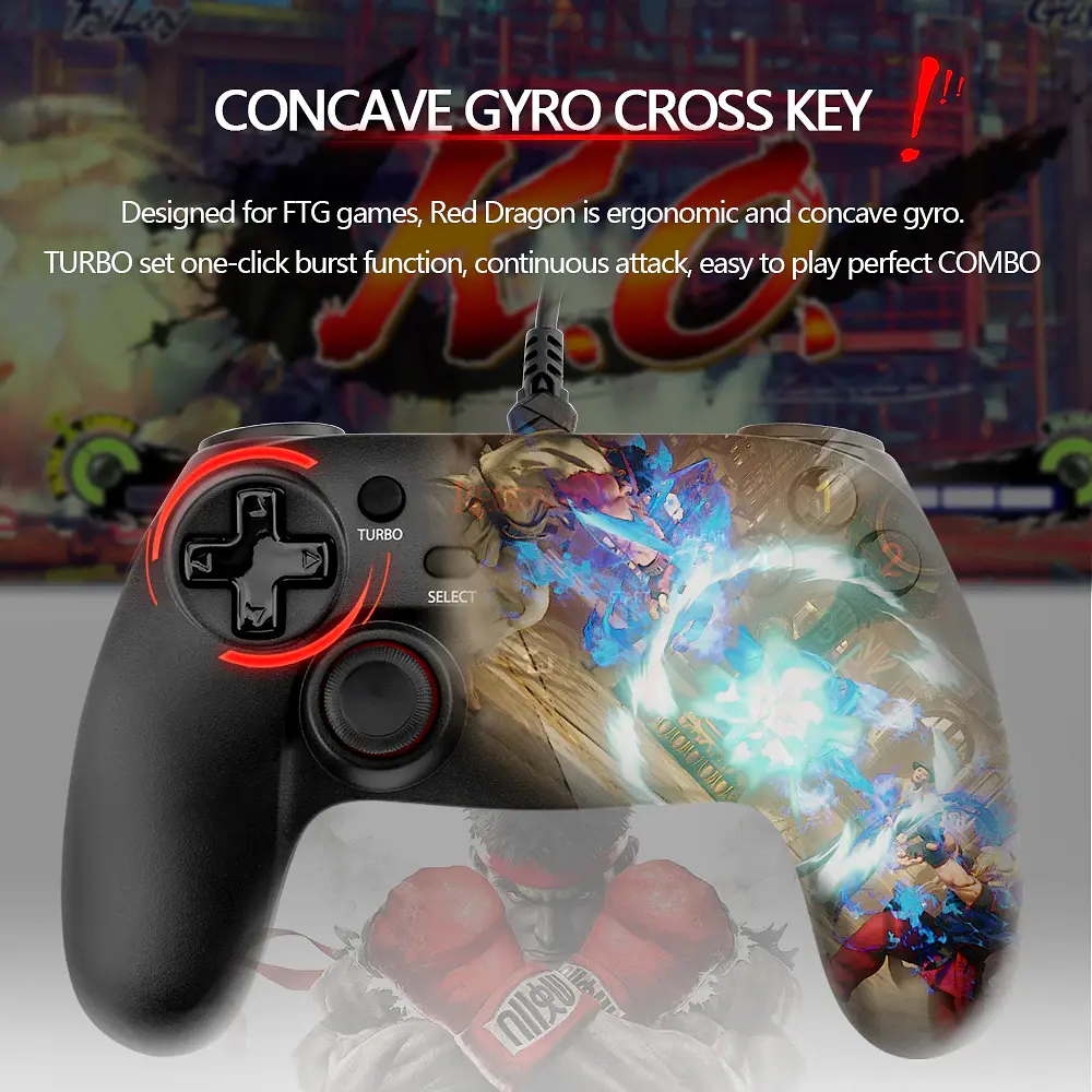 Проводной геймпад Redragon Saturn G807 USB Xinput-PS3 12 кнопок (Черный) - фото 7