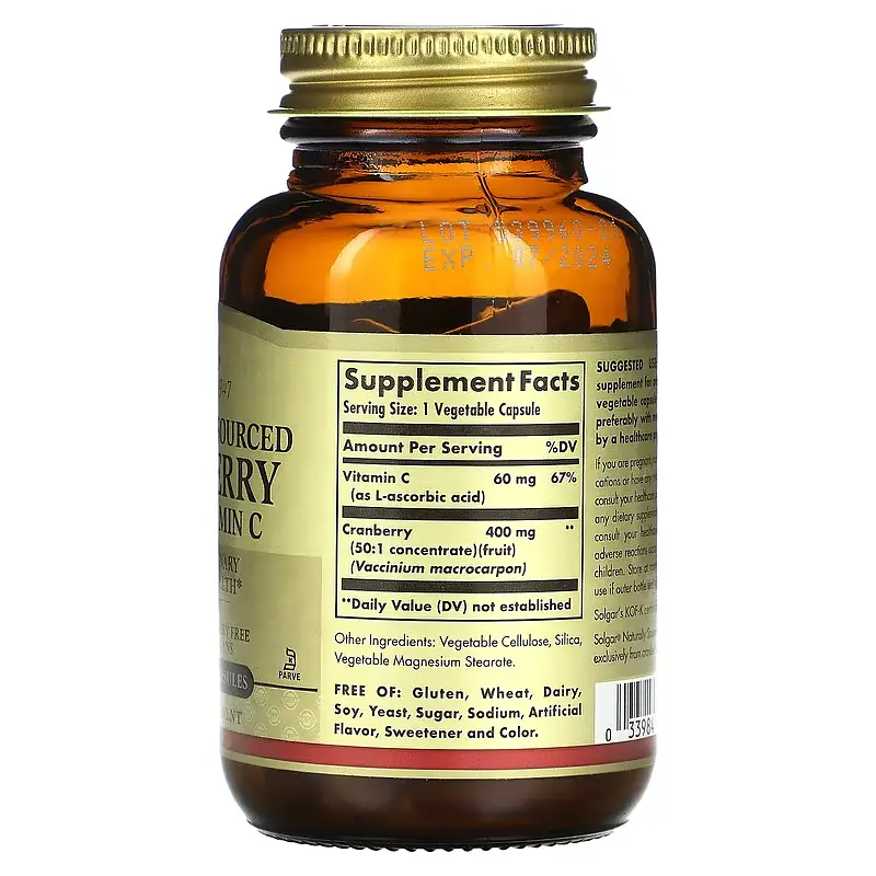 Натуральна Журавлина з Вітаміном С Naturally Sourced Cranberry 400 мг - 60 вег. капсул - фото 2