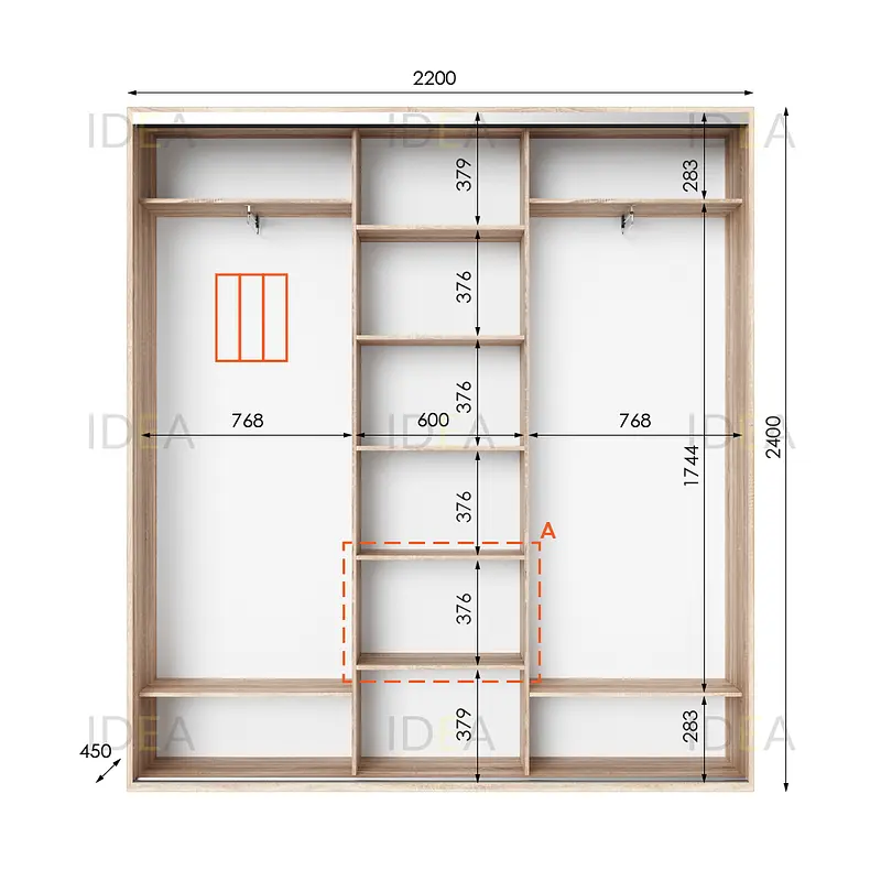 Шафа-купе Idea серія 2 220 x 45 x 240 см Дуб сонома Дзеркало - фото 2