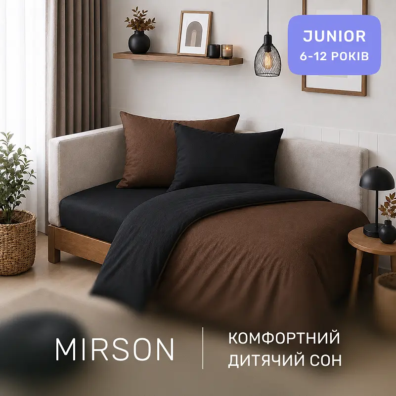 Дитяча постільна білизна MIRSON JUNIOR фланель Black/Brown 150х220см (2200012801628) - фото 6