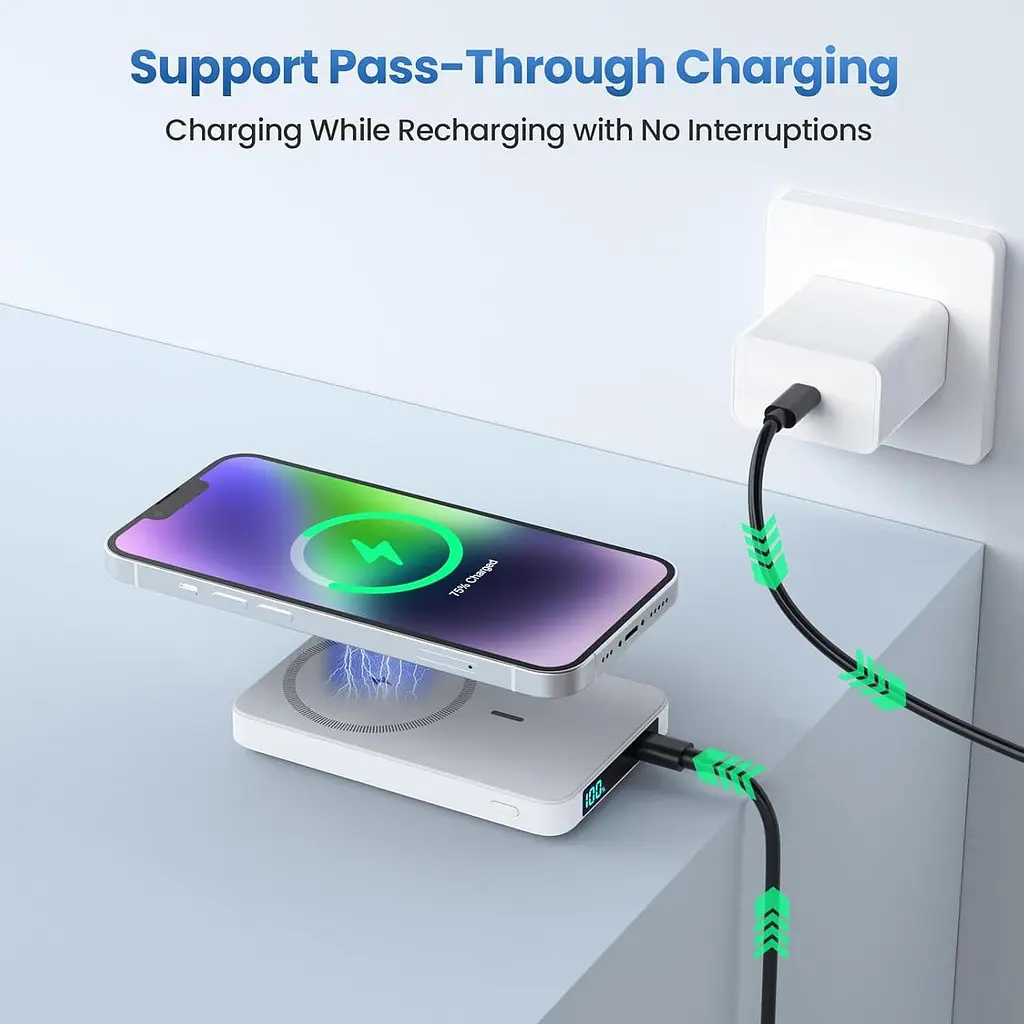 Магнітний павербанк HETP 10800 mAh, PD 20W, бездротова зарядка для iPhone 16/15/14/13 - фото 4