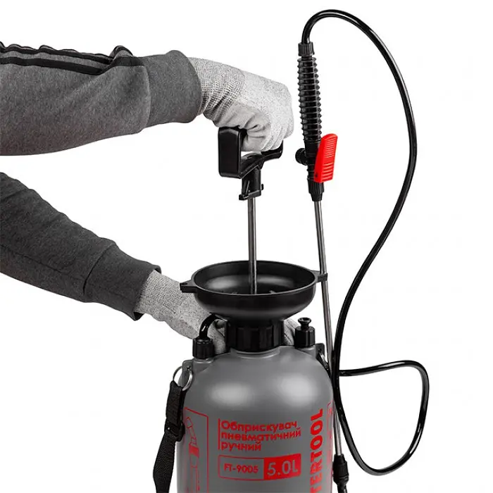 Обприскувач INTERTOOL FT 9005 пневматичний ручний, обєм 5 л, регульоване розпилення, сталева штанга - фото 8