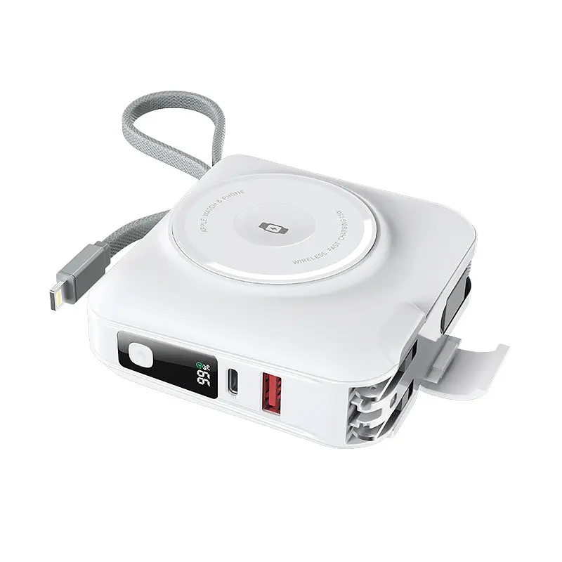 Портативний ЗП Power Bank WIWU Wi-P051 6 in 1 PD45W з БЗП+iWatch 15000 mAh White - фото 2