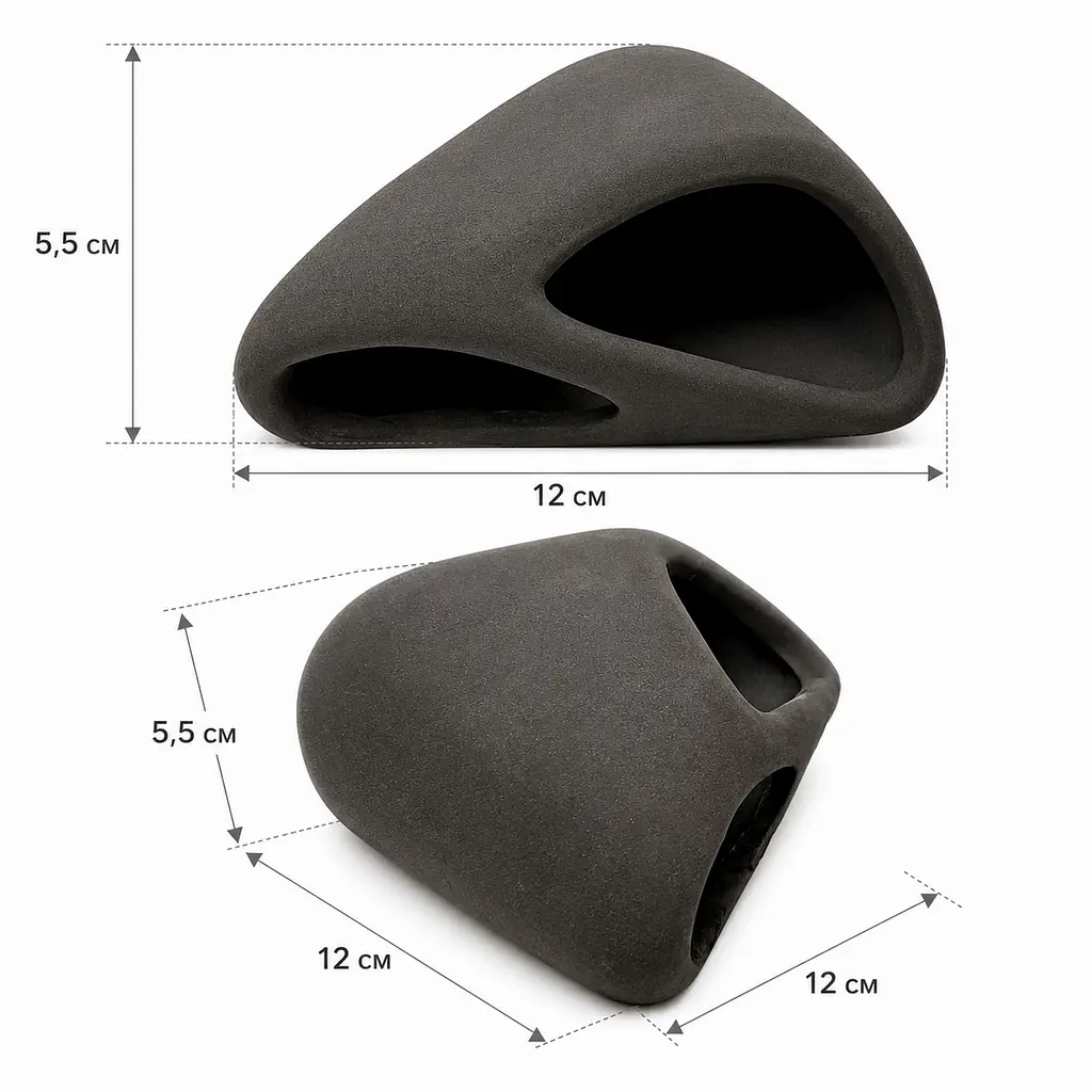 Декорація Hobby Wave Cave 1 dark 12×12×5,5 см - керамічне укриття для риб і креветок в акваріумі (41654) - фото 2