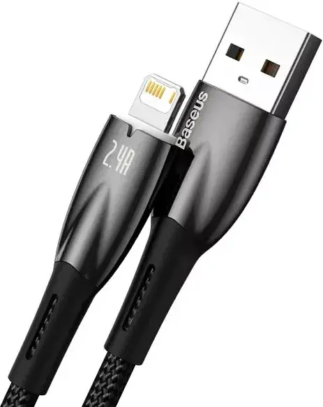Кабель Baseus Glimmer Series Fast Charging Cable USB to Lightning 2.4A 2m CADH000301 Black - фото 2