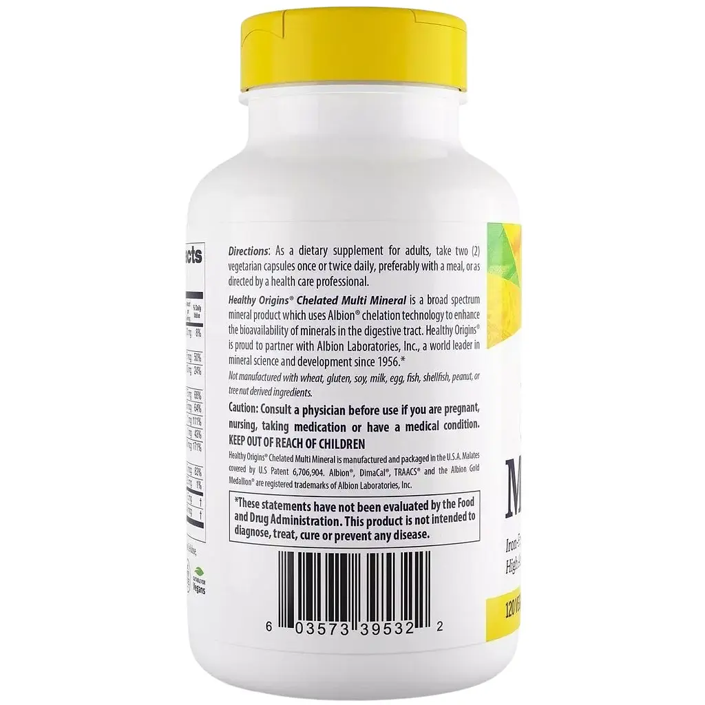 Хелатні мультимінерали без заліза Healthy Origins Chelated Multi Mineral Iron Free 120 вегетаріанських капсул - фото 3