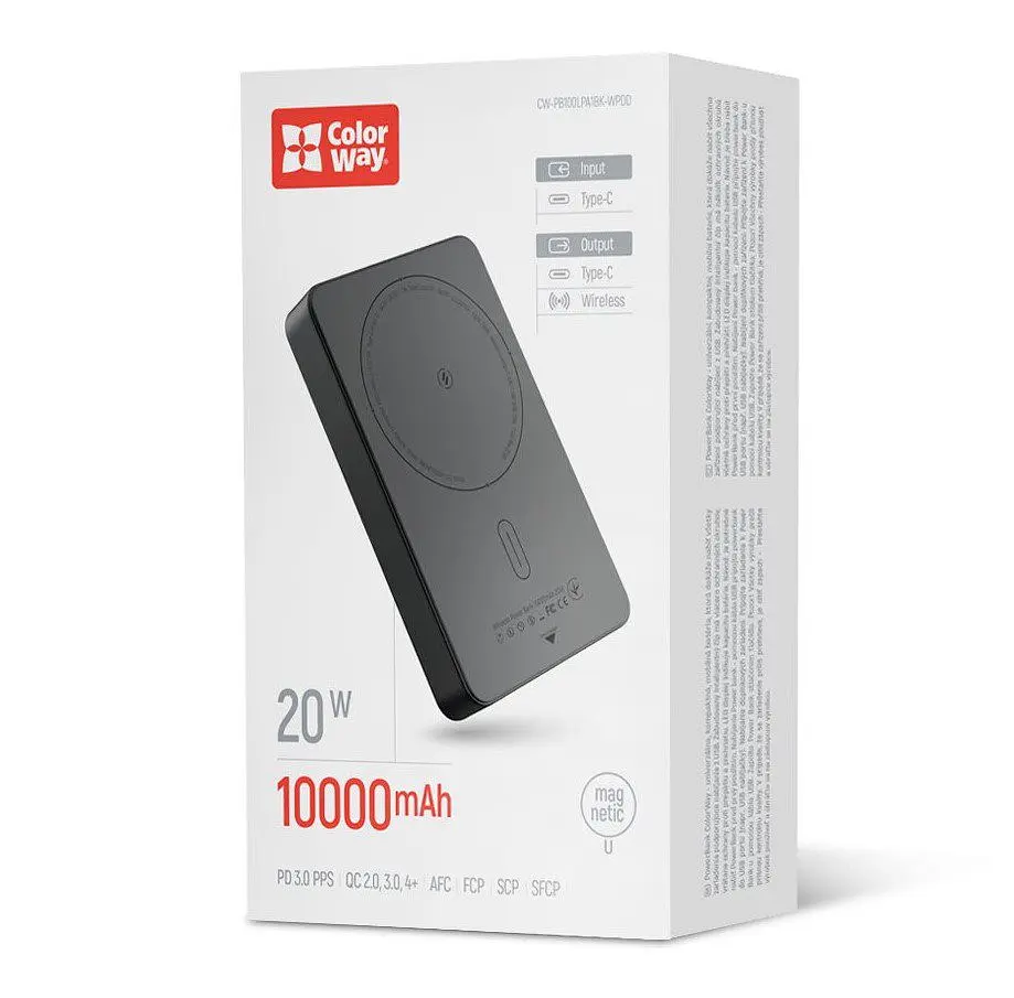 Повербанк Powerbank ColorWay PB-100LPA1BK-WPDD 10000mAh 15W MagSafe (USB-C PD 20W) Black - фото 11