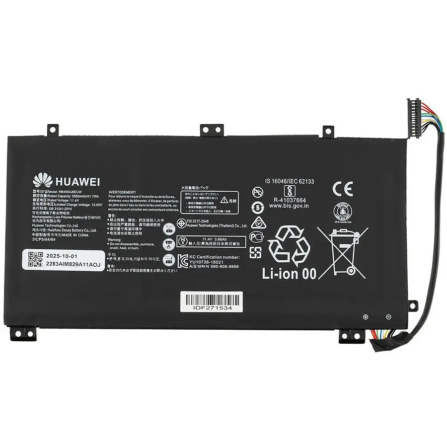 Батарея для ноутбуку Huawei HB4593J6ECW (MateBook 13: 2019 2020) 11.4V 3660mAh Чорний - фото 2