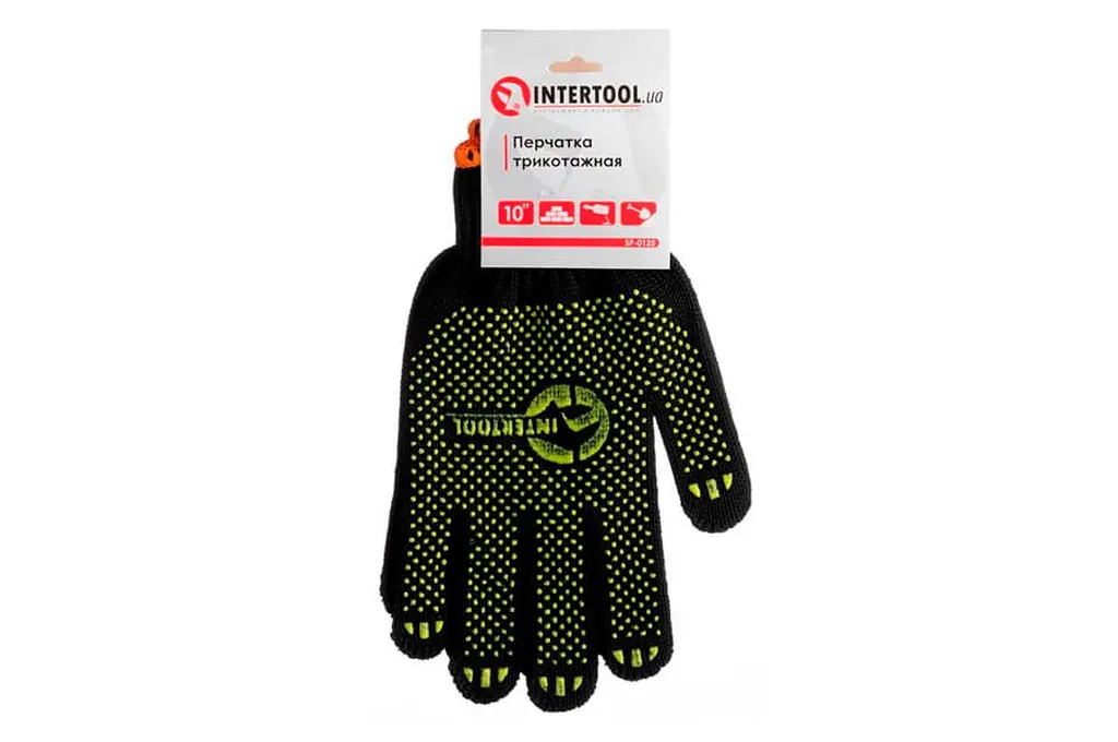 Рукавички захисні Intertool 60/40 з точкою 90г чорні 10" SP-0125 (в упаковці 12 шт.) - фото 2
