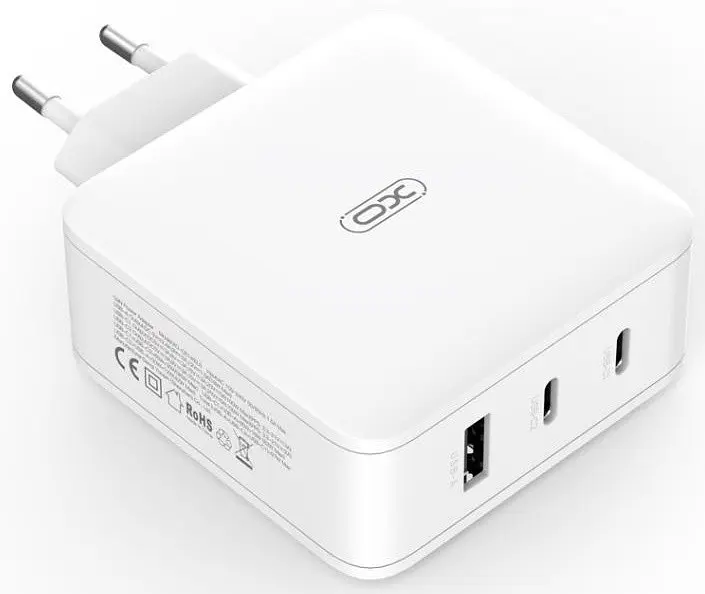 Сітчастий зарядний пристрій XO CE14 triple GaN USB-A/USB-C QC&PD3.0 100W 5A Білий - фото 4