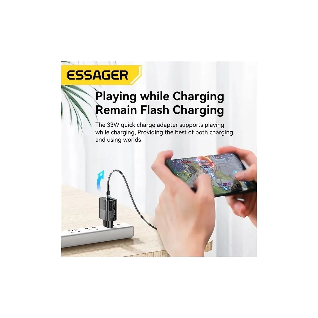 Зарядний пристрій 1xUSB-C + 1xUSB 33W Essager (ECTAC-PCB01-P) - фото 6