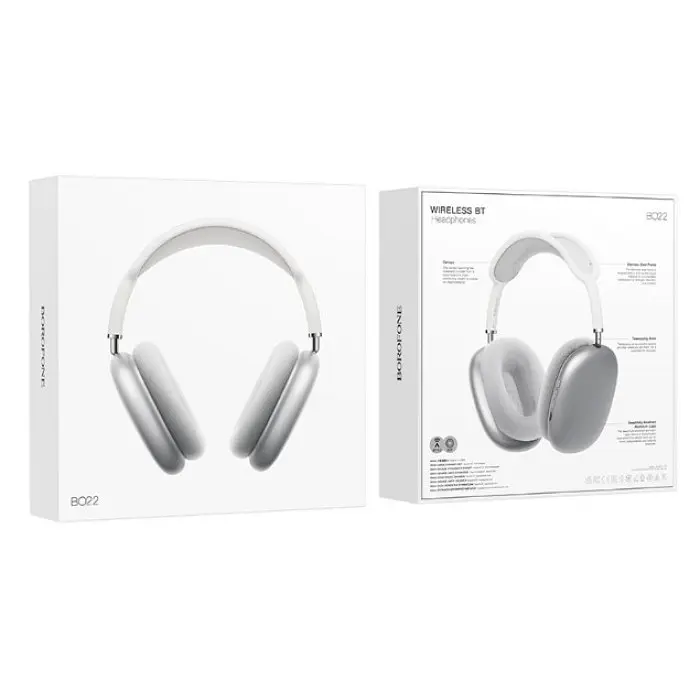 Bluetooth Стерео Гарнітура Borofone BO22 |BT5.3, AUX/TF, 12h, 400 mAh| Сталевий - фото 3