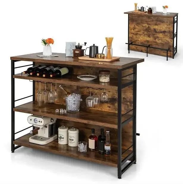 Тумба Costway Dent двосторонній домашній бар в стилі Loft - фото 5