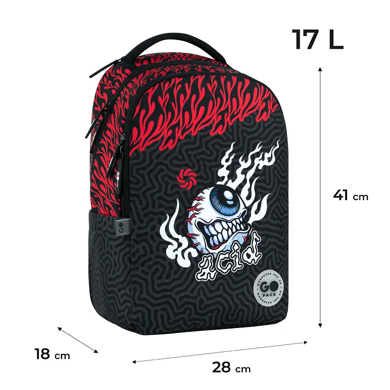Рюкзак GoPack Teens 135M-4 Чорно-червоний (GO26-135M-4) - фото 2
