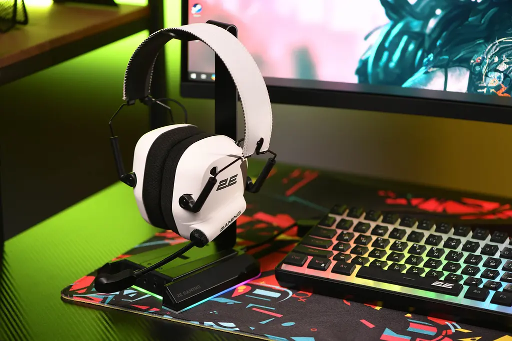 Навушники бездротові ігрові з мікрофоном 2E GAMING HG365 White, BT/WL - фото 3