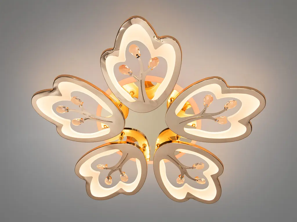 Стельова LED люстра Diasha 8148/5G золото, квітка, 90 Вт, 65 см, 12-17m2 - фото 2