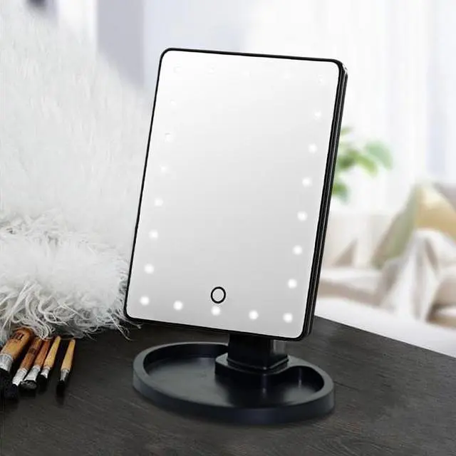 Дзеркало для макіяжу з підсвічуванням Large LED Mirror 22 лід сенсорне регулювання Чорне - фото 2
