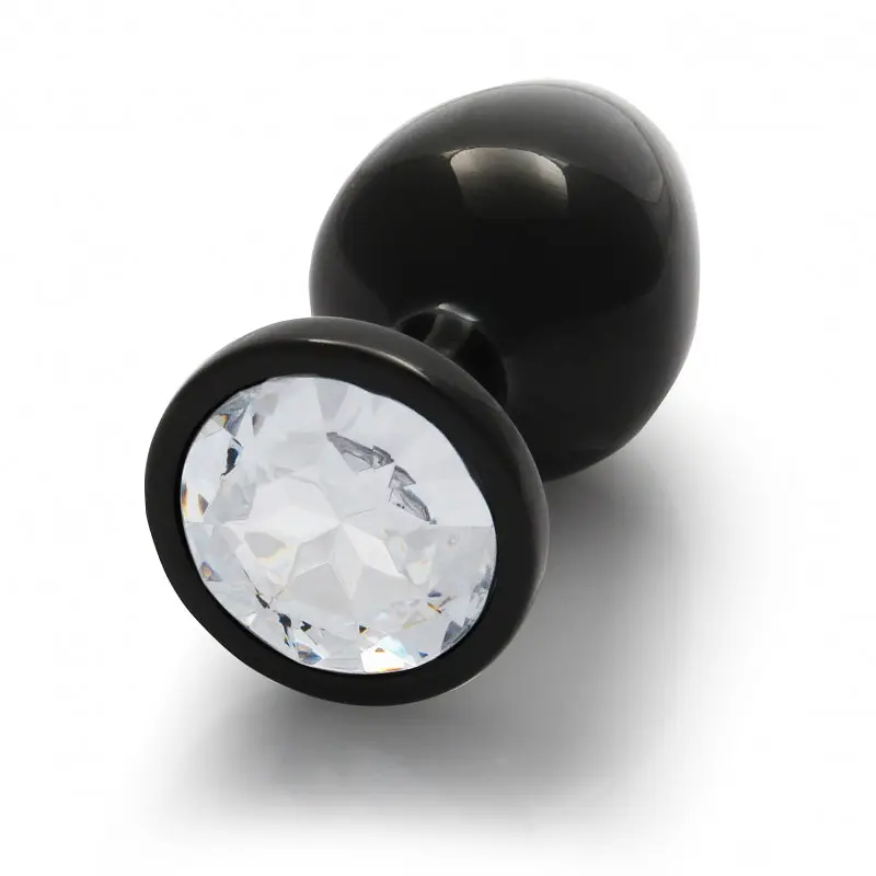 Металева анальна пробка Round Gem, розмір М колір: чорний/білий Ouch! (Нідерланди) Ouch! OU493200 103119 - фото 7