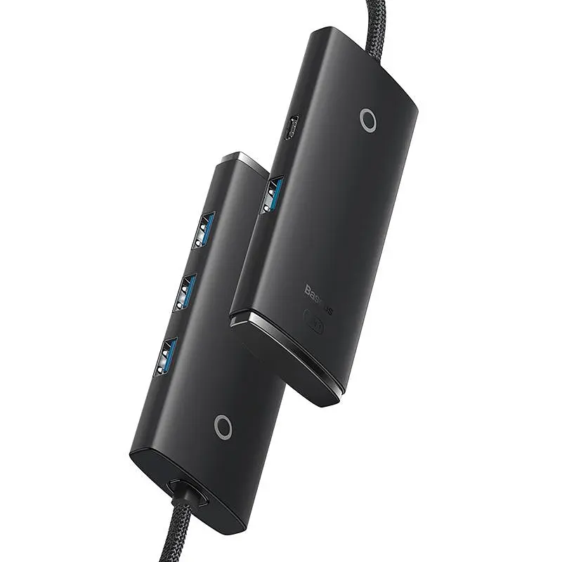 USB-Хаб Baseus Lite Series 4-Port Type-C HUB Adapter (Type-C to USB 3.0*4) 25cm Black (WKQX030301) - фото 3
