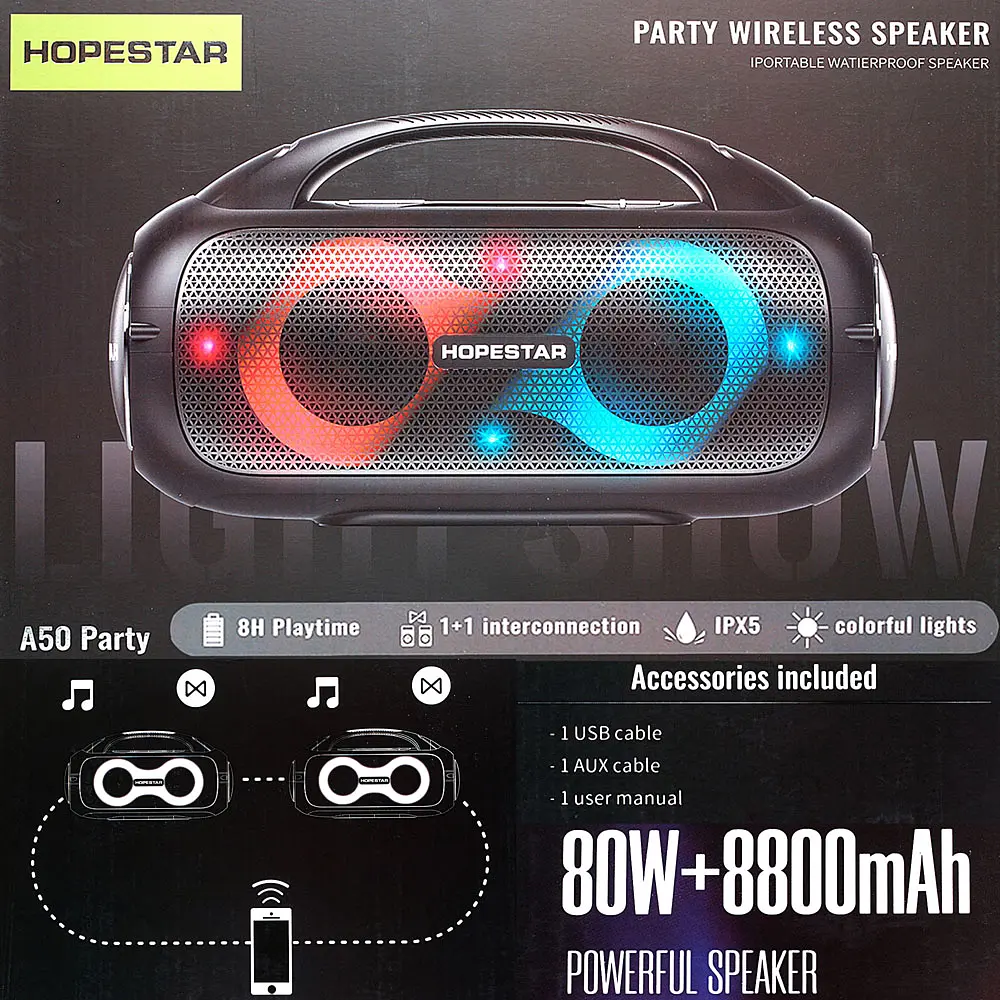 Портативна Bluetooth-колонка Hopestar A50 Party Black - фото 5