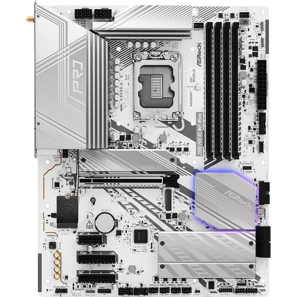 Материнська плата AsRock Z890 PRO RS WIFI WHITE (Z890 PRO RS WIFI WHITE) (Socket 1851, Intel Z890, ATX) - фото 2