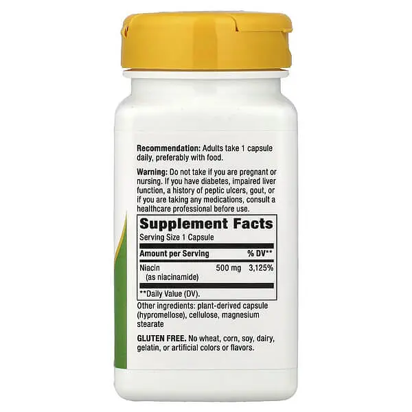 Ниацин (B-3) Niacinamide Non-Flushing 500 mg 100 Capsules Nature's Way vit0005304 - фото 2