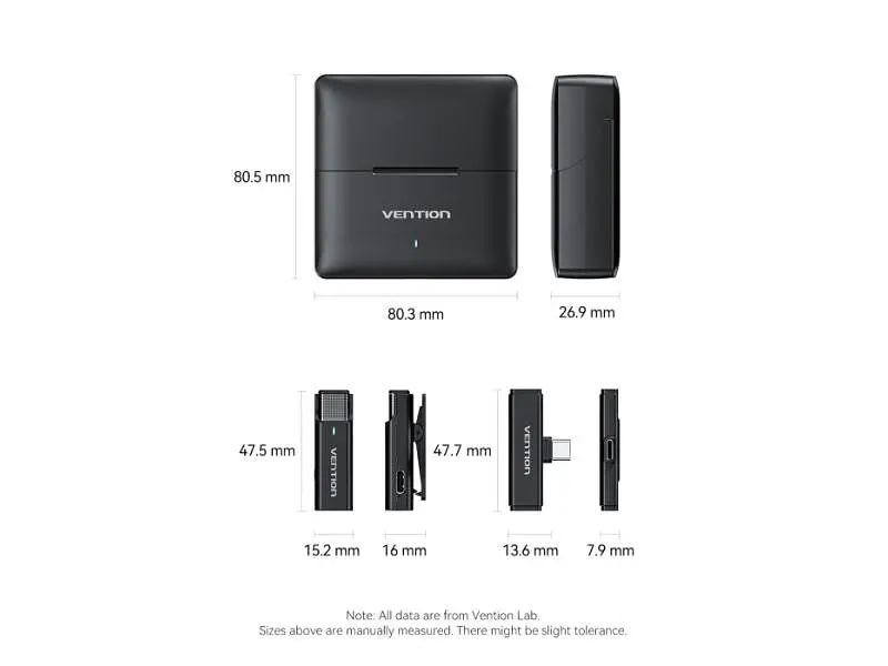 Мікрофонна радіосистема для смартфона Vention USB-C 2-Pack Wireless Lavalier with Charging Case (NCAB0) - фото 3