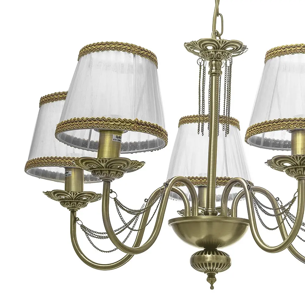 Люстра подвесная Brille прованс с абажуром E14 40W BZ (BKL-662S/5) - фото 4