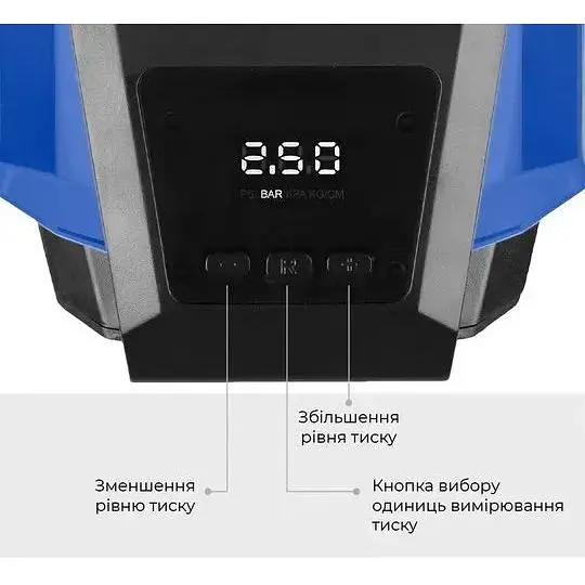 Автокомпрессор Gemix Model G black/blue поршневой с сумкой цифровой манометр функция Autostop фонарик 35 л/мин - фото 3