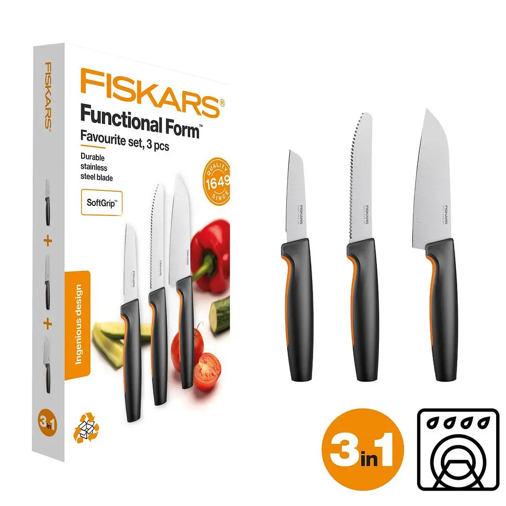 Набір кухонних ножів Fiskars Functional Form ™ Favorite 3 шт 1057556 - фото 2