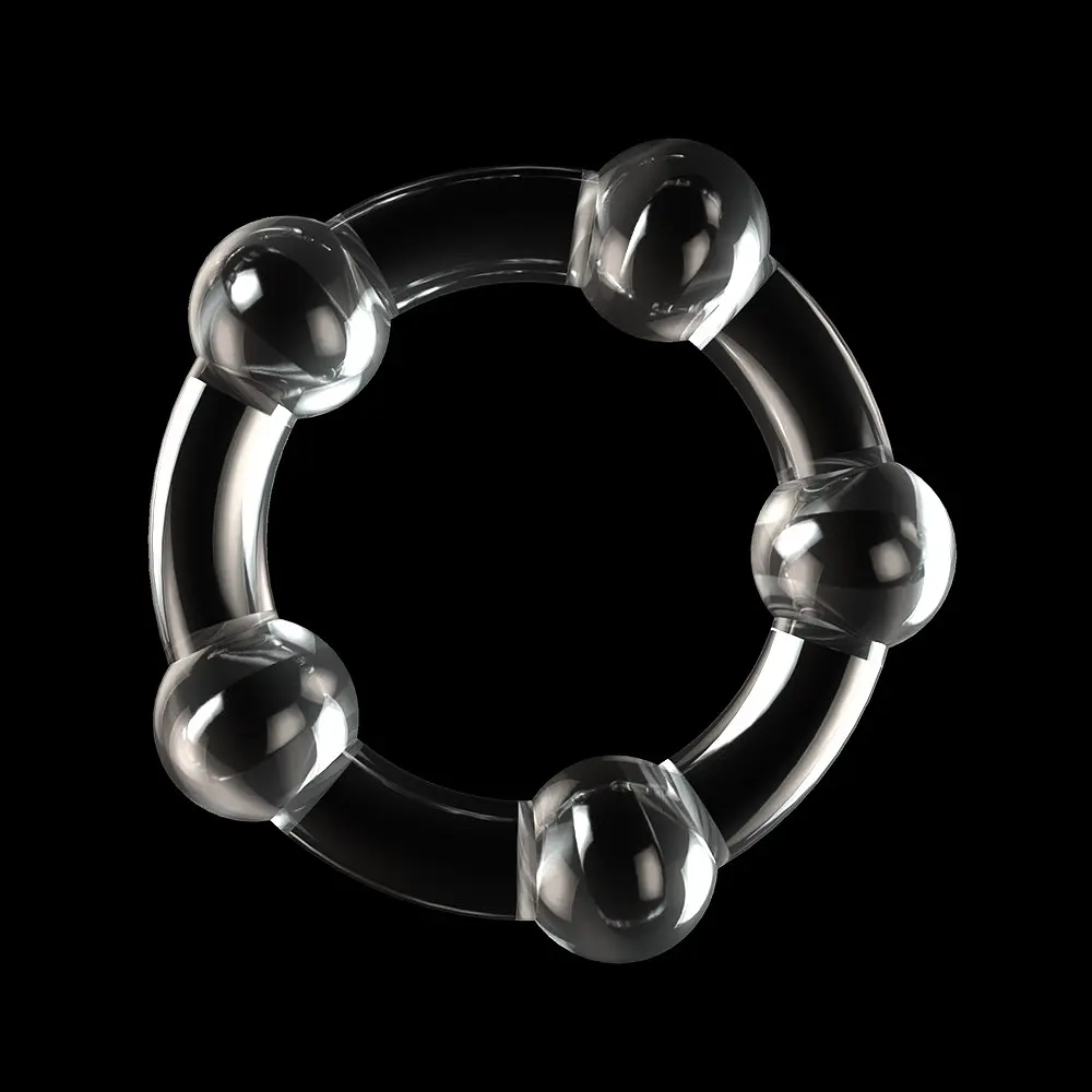 Набір ерекційних кілець Lovetoy Triple Beaded Ring Set 3 шт. прозорий - фото 6