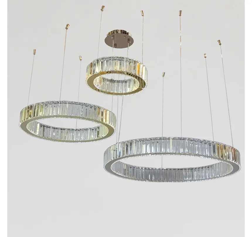 Світлодіодна люстра підвісна Artlight 510578/30+50+70GD з трьома кільцями, 103 Вт, золото - фото 2