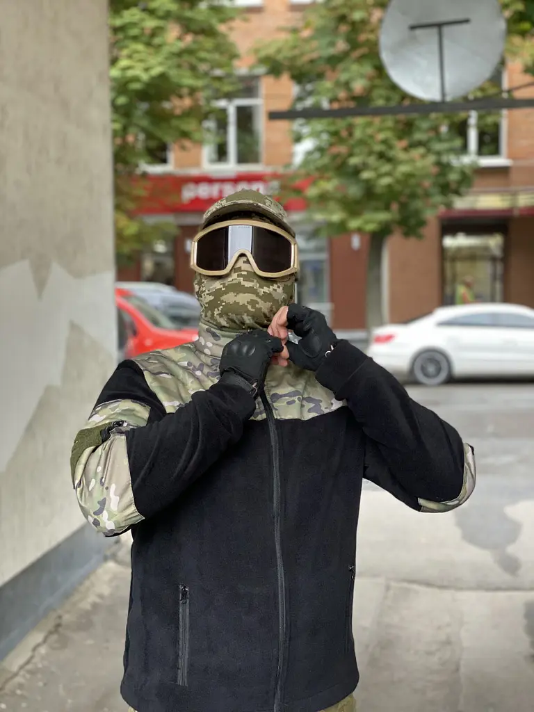 Флісова кофта чоловіча тактична з липучками під шеврони ВСУ мультикам 46 розмір - фото 2
