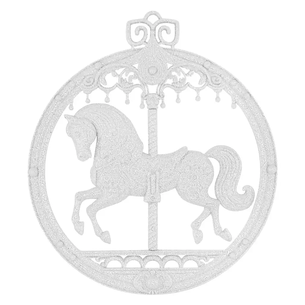 Прикраса ялинкова MIS LT Коник карусель 10×11,5×1 см білий