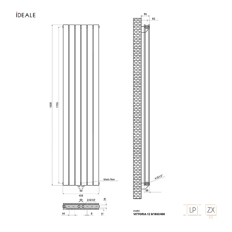 Радіатор дизайнерський Ideale Vittoria 12 6/1800/408 антрацит, Антрацит - фото 2