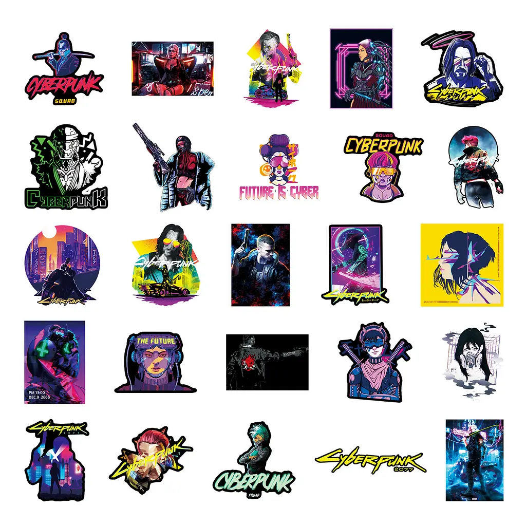 Стікерпак Набір наклейок GeekLand Кіберпанк Cyberpunk 50 штук - фото 3