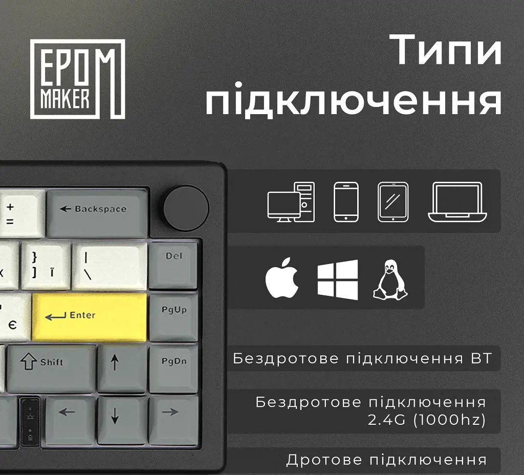 Клавіатура Epomaker EK68 Flamingo Black [EK68-B-F]  [125706] - фото 3